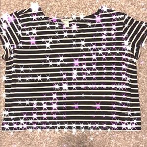 ✨black and white silky striped crop top✨